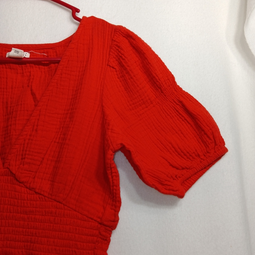 BILLABONG Red V-Neck Puff Sleeve Dress size s - Picture 4 of 11